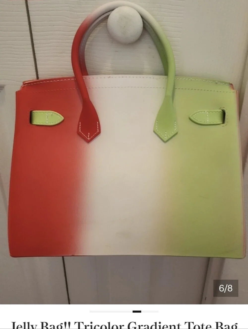 Jelly Bag!! Tricolor Gradient Tote Bag - Green White Red NWOT